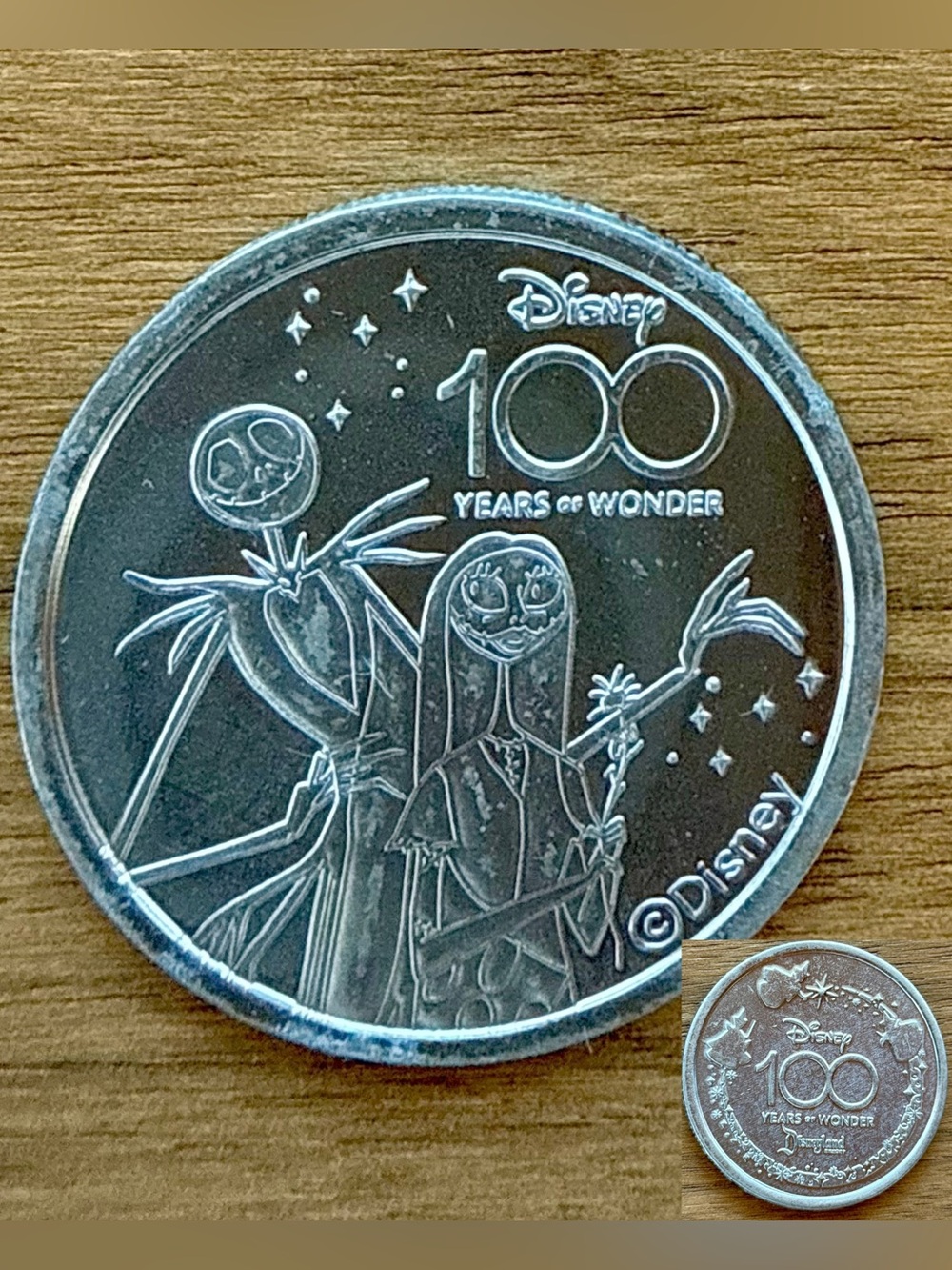 Nightmare Before Christmas Jack & Sally Medallion Coin * Disney100 * Collectible